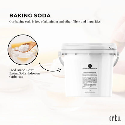 Orku 5Kg Sodium Bicarbonate Food Grade Tub Baking Soda Aluminium Free Powder