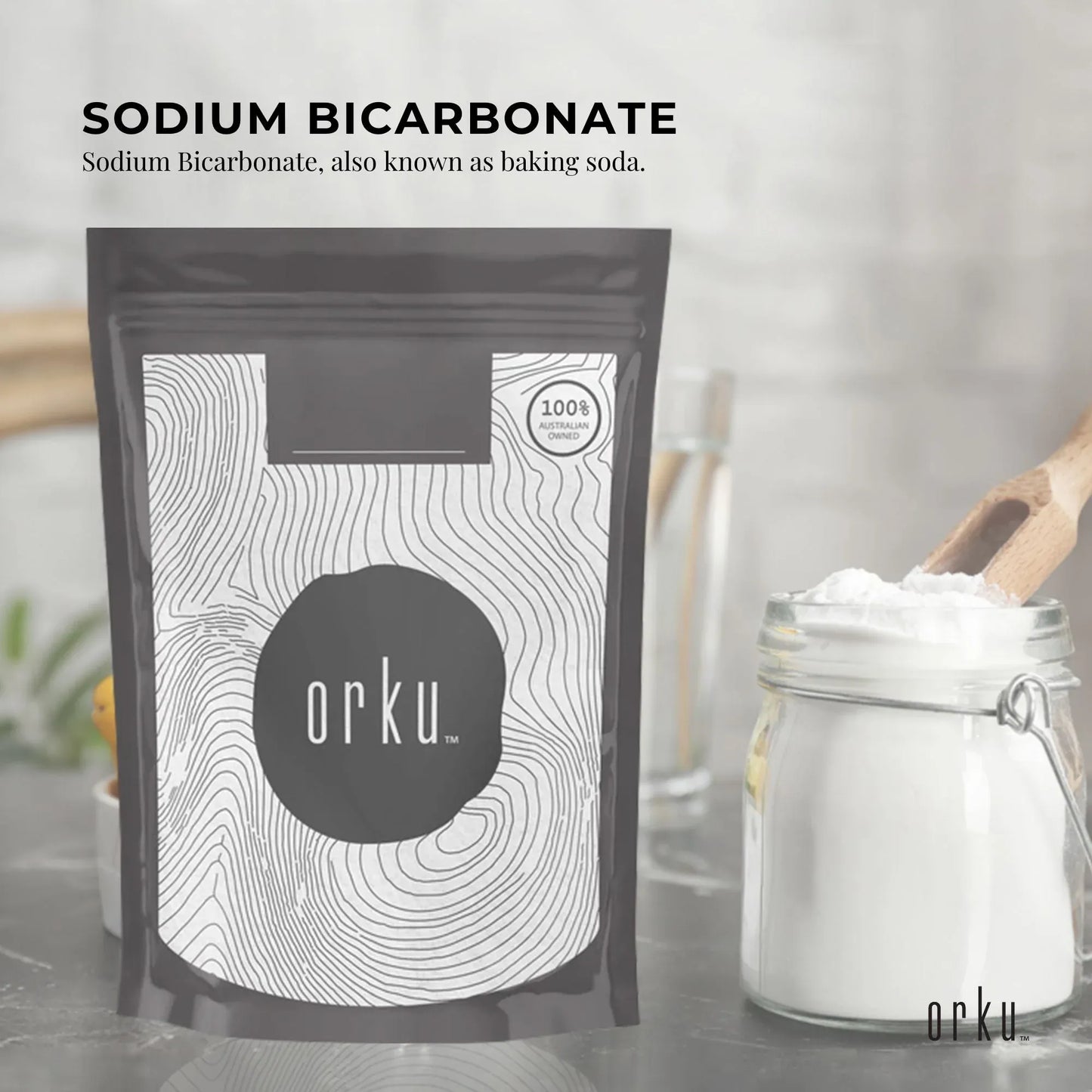 Orku 100g Sodium Bicarbonate Food Grade Baking Soda Aluminium Free NaHCO3 Powder