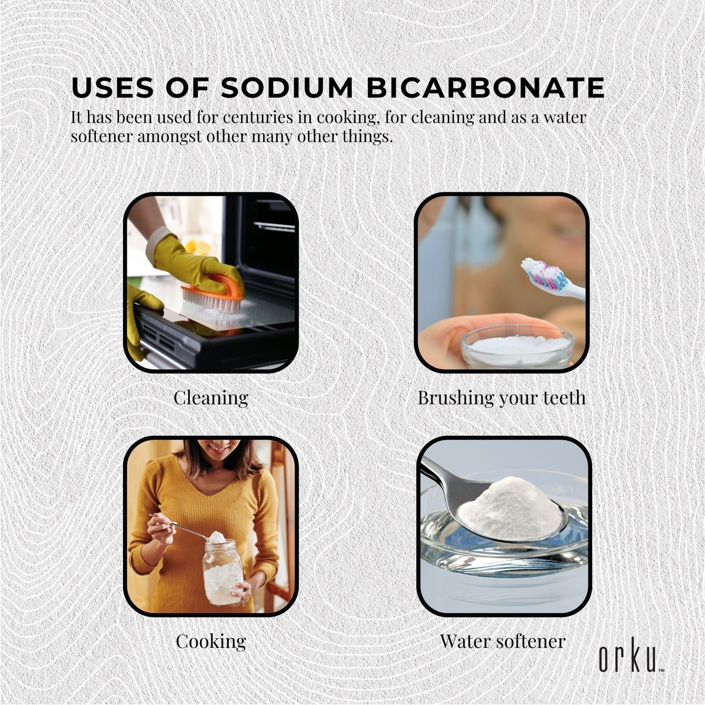 Orku 400g Sodium Bicarbonate Food Grade Baking Soda Aluminium Free NaHCO3 Powder