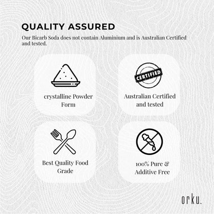Orku 1Kg Sodium Bicarbonate Food Grade Baking Soda Aluminium Free NaHCO3 Powder