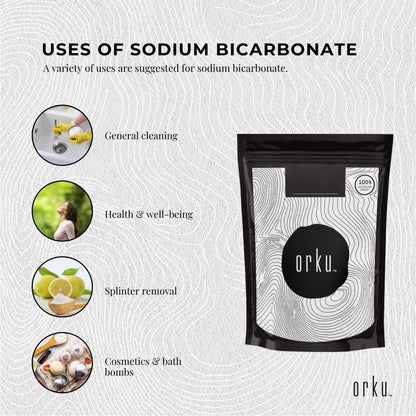 Orku 2Kg Sodium Bicarbonate Food Grade Baking Soda Aluminium Free NaHCO3 Powder
