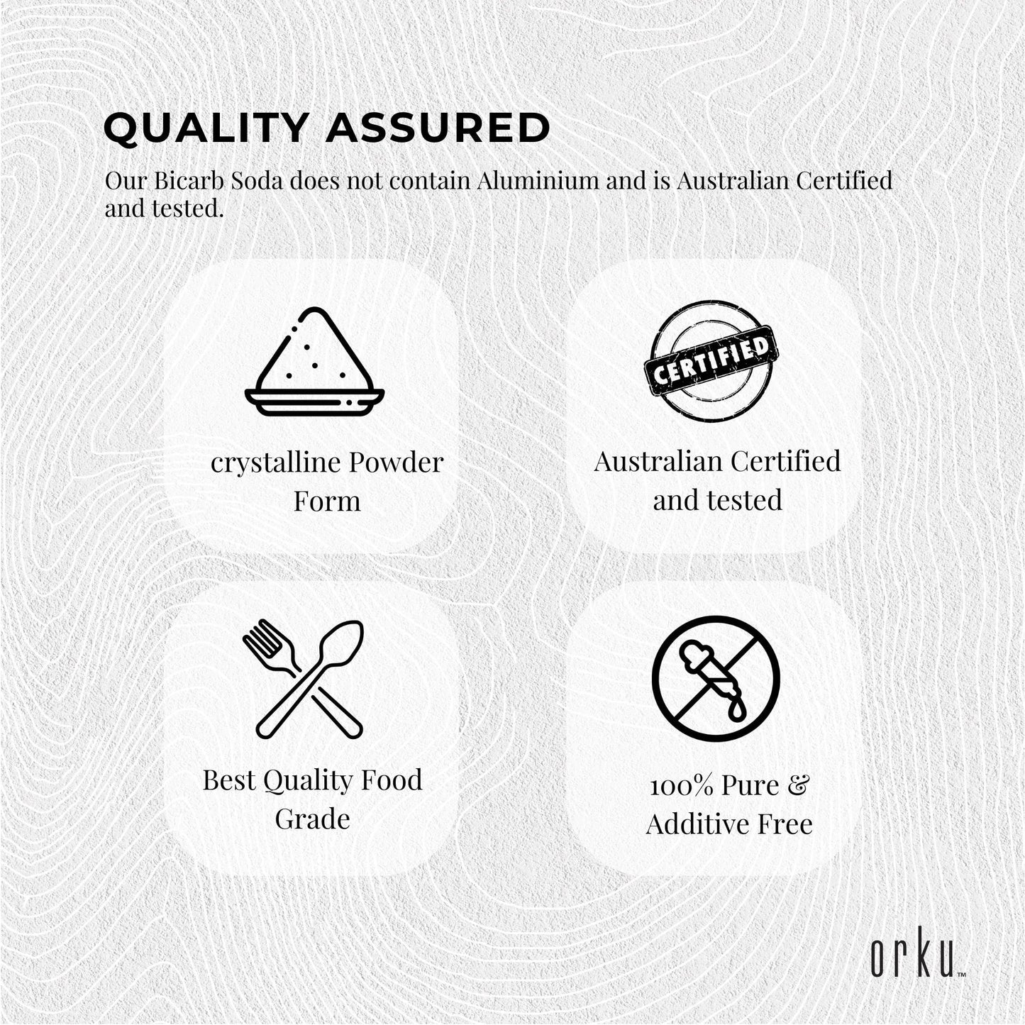 Orku 2Kg Sodium Bicarbonate Food Grade Baking Soda Aluminium Free NaHCO3 Powder