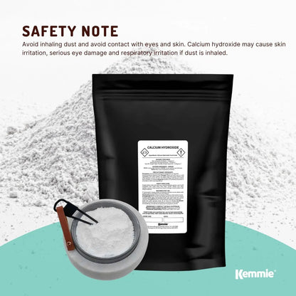 Kemmie 1Kg Calcium Hydroxide Powder - Food Grade Pickling Lime Slaked Lime FCC