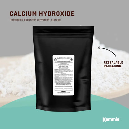 Kemmie 1Kg Calcium Hydroxide Powder - Food Grade Pickling Lime Slaked Lime FCC