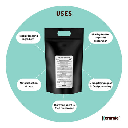 Kemmie Bulk 20Kg Calcium Hydroxide Powder - Food Grade Pickling Lime FCC