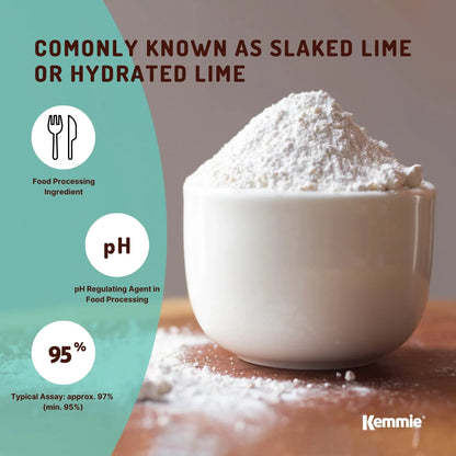 Kemmie 600g Calcium Hydroxide Powder Tub - Food Grade Pickling Lime FCC