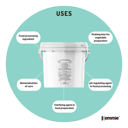 Kemmie 2.5kg Calcium Hydroxide Powder Tub - Food Grade Pickling Lime FCC