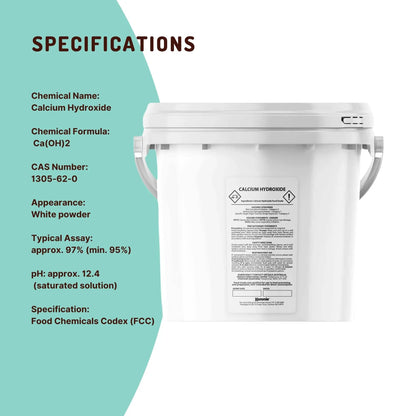 Kemmie 2.5kg Calcium Hydroxide Powder Tub - Food Grade Pickling Lime FCC