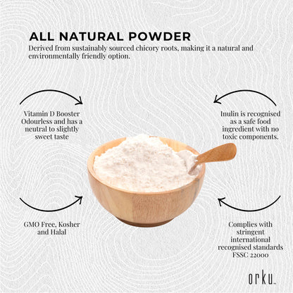 Orku 800g Chicory Root Inulin Powder Bucket - Prebiotic Unflavoured Supplement