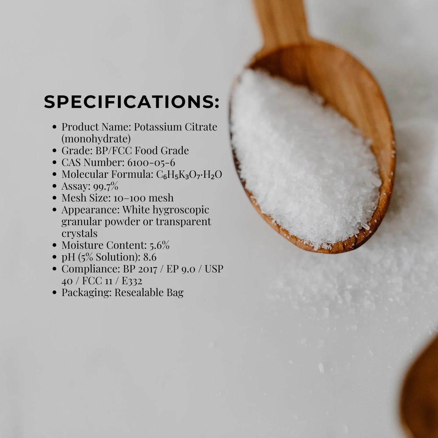 Orku 400g Potassium Citrate Food Grade - Granular BP USP FCC E332 Additive