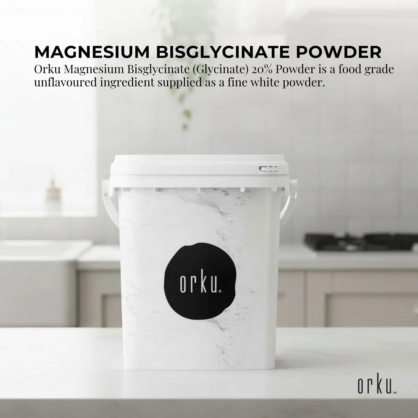 Orku 800g Magnesium Bisglycinate Powder Unflavoured Chelated Biglycinate - Tub