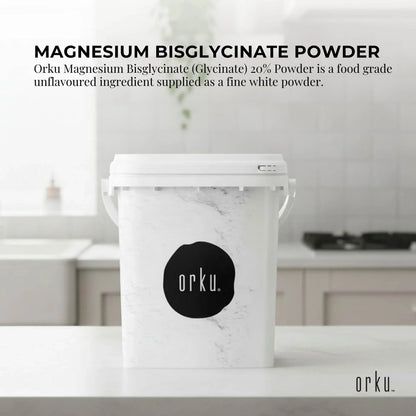 Orku 800g Magnesium Bisglycinate Powder Unflavoured Chelated Biglycinate - Tub