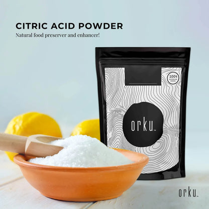 Orku 100g Citric Acid Powder - Food Grade Non GMO Anhydrous Preservative E330